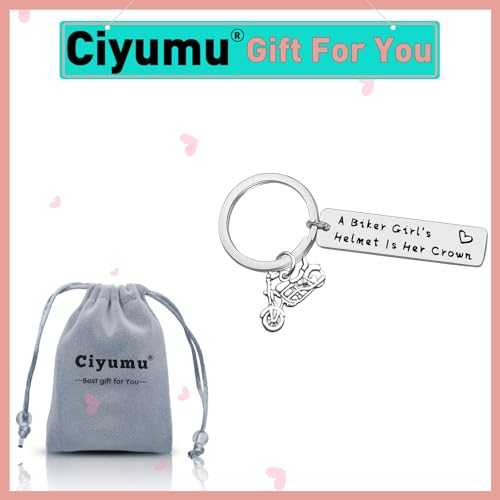 Ciyumu Bike Girl Keychain Motorcycle Biker Gift A Biker Girl's Helmet is Her Crown Keychain for Car Owner Cycling Gifts for Her Bike Girl Christmas Valentine Birthday Gift Motorcycle Charm Jewelry