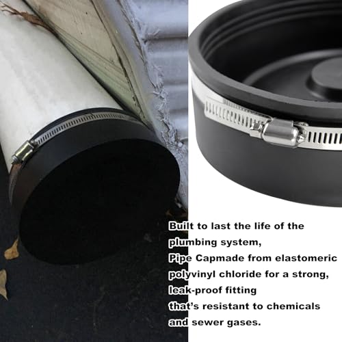 RULLINE 2 PCS 6" Flexible PVC Cap with Stainless Steel Clamps Sewer Cleanout Cap Black PVC Pipe Cap Inner Diameter 6.3" Suitable for 6" Pipes by RULLINE - Image 4