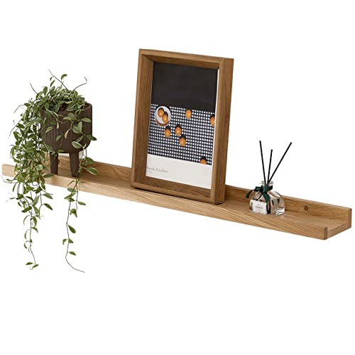 GIEANOO Étagère Murale, 40cm Étagère Flottante en Bois de chêne Massif, Rustique Etagere Bois pour Salon, Cuisine, Chambre, Salle de Bain