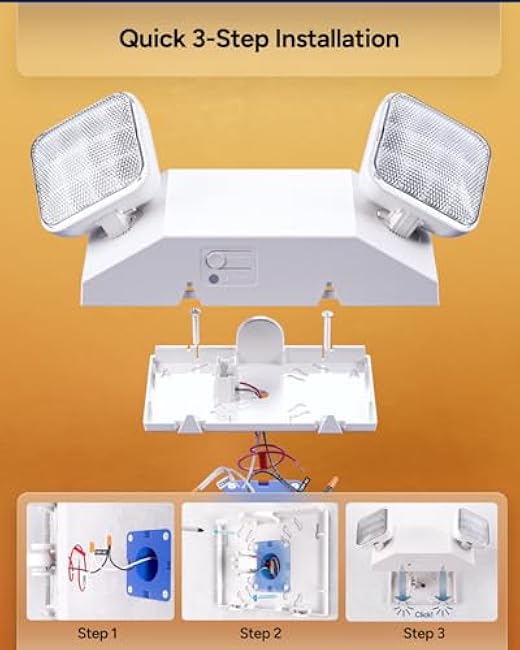 Sunco 6 Pack LED Emergency Lights, Commercial Lighting for Business, Power Outages, Offices, with Backup Battery (90 Minutes), Wall Mount, Hard Wired, 120-277V, Fire Resistant (94V-0) UL.
