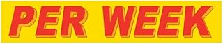 Car Window Stickers “Per Week” – Red Yellow Vinyl Auto Dealer Window Decals 14.5"×2.75" – Weatherproof Car Lot Stickers for Windshields, Vehicle Display, Retail Signage, Events – Pack of 48