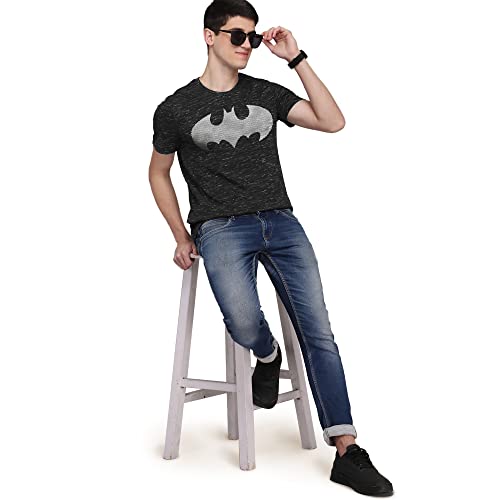 Image of Free Authority Batman Printed Regular Fit Black Cotton Men's T-Shirt
