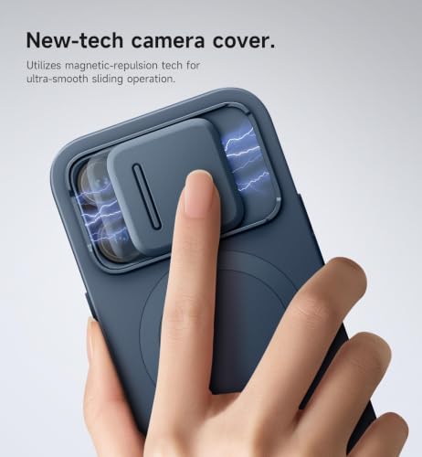 Image of SURITCH for iPhone 14 Pro Case with Magnetic Camera Slide Cover and Adjustable Kickstand, Compatible with MagSafe, Shockproof Bumper Case Slim Protective Cover for iPhone 14 Pro 6.1 Inch, Blue