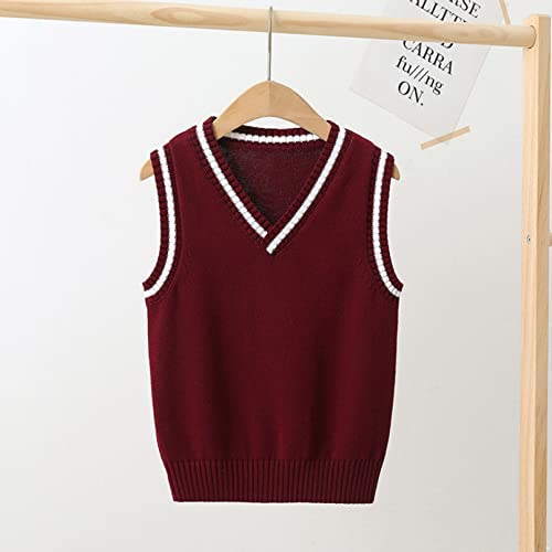TiaoBug Boys Girls V-Neck Sleeveless Knitted Waistcoat Sweater Vest School Uniform Pullover Crochet Top Knitwear2