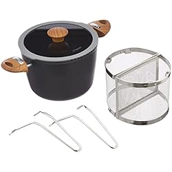 Cacerola Chica Tognana - Olla para pasta multifunción, 22 cm, aluminio forjado, color negro, estilo country chic