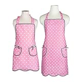 NEOVIVA Kitchen Aprons with Pockets for Mother and Daughter, Mama and Me Aprons Set for Cooking, Baking and Gardening, Style Wendy, Polka Dot Pink