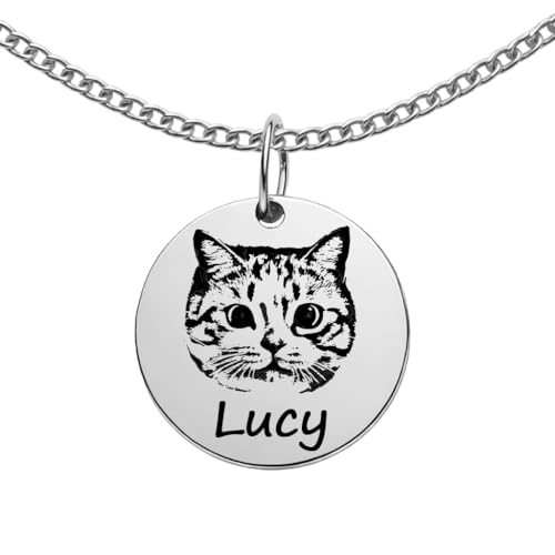 Custom Pet Portrait Necklace with Photo & Name