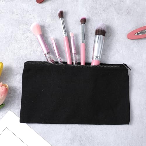 Image of 50 Pack Canvas Zipper pencil Pouch Bulk Blank DIY Craft Bag canvas makeup Pouch Multipurpose Toiletry Tote Bag for Makeup Travel Cosmetic Stationary Storage(Black)
