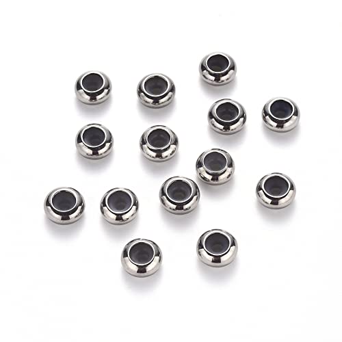 Stiesy 50 cuentas deslizantes de acero inoxidable 304 de 1,8 mm, con tapón de goma, para colocar cadenas de extensión deslizantes, 8 x 4 mm Cover