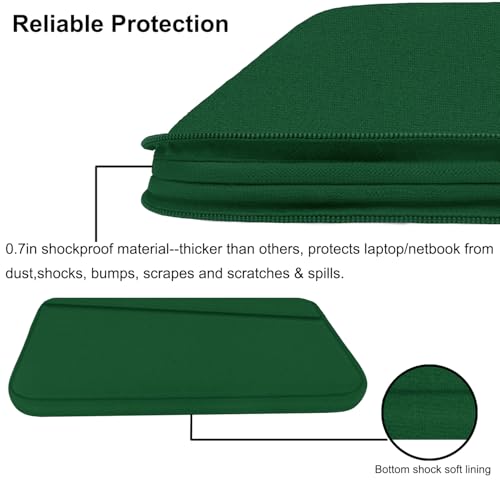 Image of 15.6 inch Laptop Sleeve, Durable Carrying Bag Protective Case Briefcase Handbag with Front Pocket, Slim Computer Cover for 15-16 Inch HP, Dell, Lenovo, Asus, Notebook, Dark Green