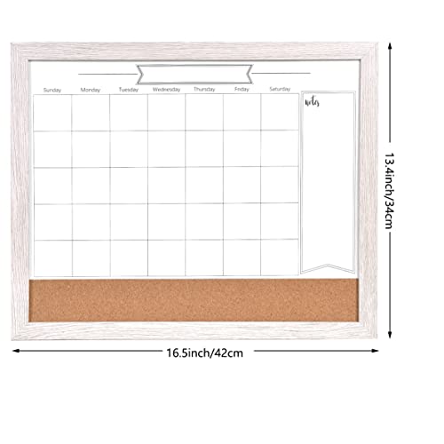 Toraso Whiteboard Calendar & Corkboard, 13" X 17" Combination Dry Erase White Board & Bulletin Board, White Wood Framed Calendar/Cork Combo Board(Zhyl-Wh-3442) #TOP1