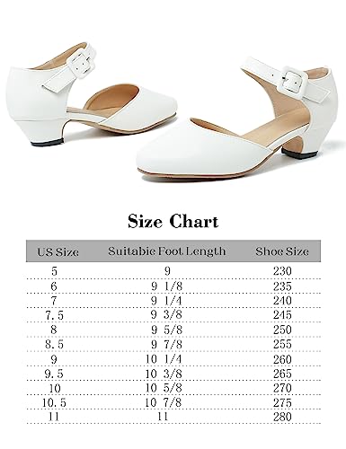 Women's Low Block Heels Ankle Buckle Strap Closed Toe Comfortable Chunky Heel Dress Work Pumps4