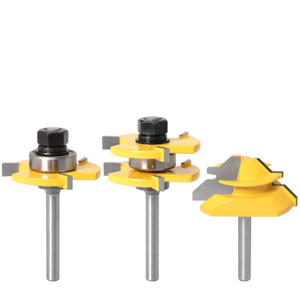 3pcs 6mm 1/4 gambo lingua scanalatura assemblaggio giunto punta del router 45 gradi blocco mitra percorso bit strumenti for la lavorazione del legno(3PCS 6mm shank)
