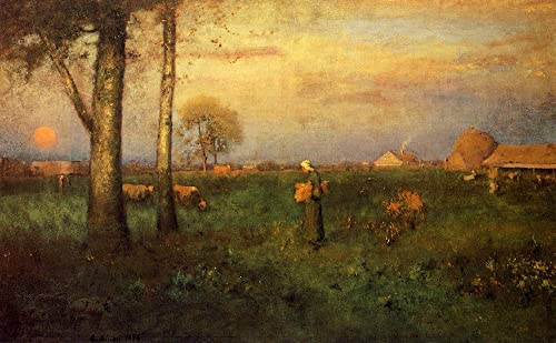 Pintura mural en lienzo de 60x90cm con diseño de atardecer para una decoración elegante