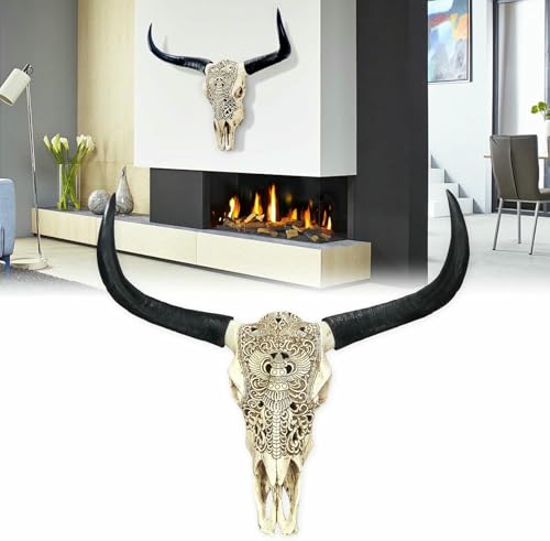 Calavera de vaca para decoración de pared en resina estilo rustic boho 2