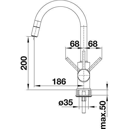 BLANCO MIDA-S | Küchenarmatur in schwarz matt | Hochdruck | Mit herausziehbarem Schlauch | Rückflussverhinderer | Keramik Kartusche | Gesicherte Wasserqualität & wassersparend