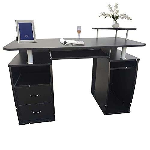 Zhaolei Integrated Melamine Board Computer Desk With Drawers Black Office Table Computer Table Pc Desk (120 X 55 X 75) Cm #TOP1