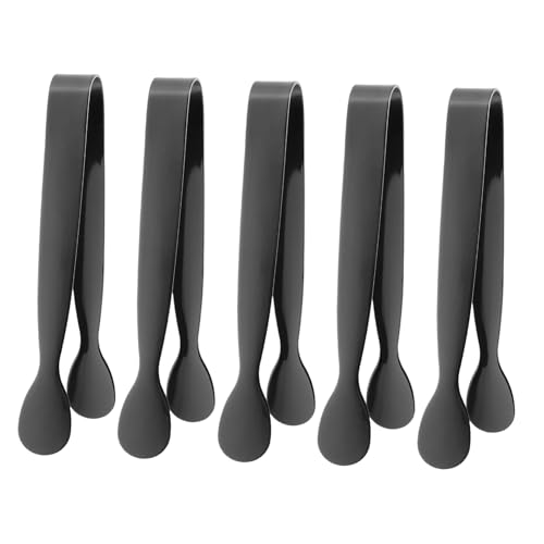 INOOMP 5pcs Stainless Steel Mini Tongs for Sugar Cubes Ice Cubes Food Serving and Appetizers Elegant Kitchen Tool for Parties Bars and Everyday Use