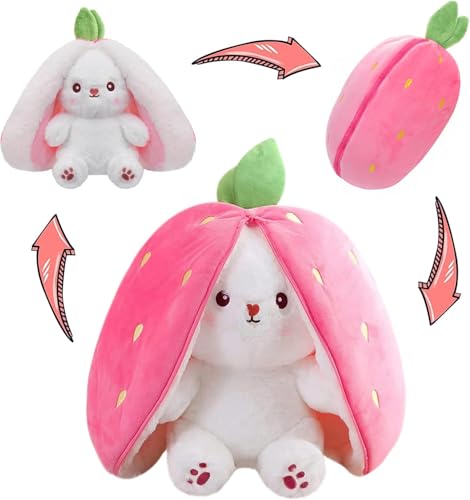 Image of Babique Reversible Bunny Rabbit with Chain Stuffed Plush Animal | Teddy Bear Soft Toy |Ideal for Birthdays & Special Occasions Girls /Boys, Baby Kids -Pink, 30Cm