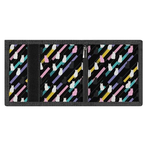 Rainbow Cute Cat Print Wallet for Men, 8 Credit Card Holder Slim Minimalist Front Pocket Small Mens Bifold Wallets3