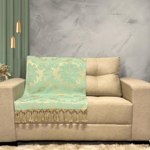 2 Mantas Xale Para Poltrona Pequena Peseira 0,70 X 1,80 (212 TIFFANY E DOURADO CHAMPANHE)