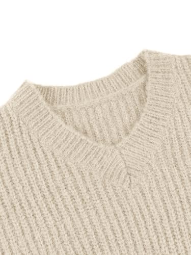 Chunky Knit V-Neck Sweater, Ribbed Pattern, Oversized Fit2