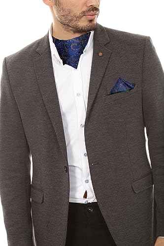 Image of DiBanGu Mens Silk Ascot Ties Paisley Jacquard Woven Cravat and Pocket Square Cufflinks with Lapel Pin for Business Wedding