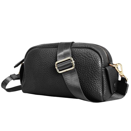 Crossbody Purse for Women, Vegan Leather Small Shoulder Handbags, Trendy Crossbody Bags with Wide Strap
