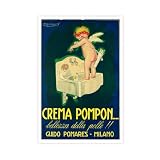 Crema Pompon Bellezza Della Pelle, Guido Pomares, Mailand, Vintage-Poster, Leinwandkunst, Wanddekoration, Poster, Zuhause, Bar, Restaurant, Garage, Café, Logo, Geschenk, 30 x 45 cm