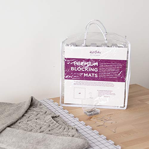 Knit Picks Premium Blocking Mats for Knitting and Crochet, Pack of 9 Extra Thick Blocking Boards with Grids, Includes 100 T-Pins and Storage Bag - Thumbnail 3