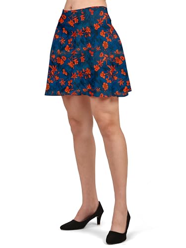 Image of Mehrang Girl's /Women's Classic Stretchy All Time Trendy Skater Skirt with Attached Inner Shorts and Flared Inskirt