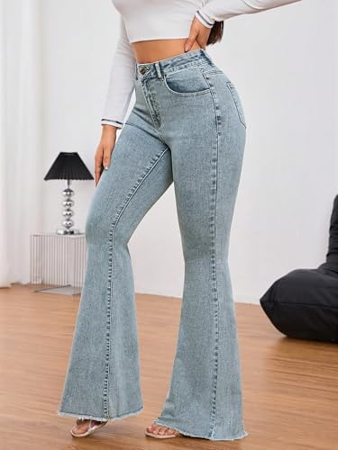 Image of KOTTY Women's High Waist Flared Fit Stretchable Denim Jeans for Casual