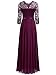 Miusol Encaje Gasa Noche Manga 3/4 Vestido Largo para Mujer Magenta Medium