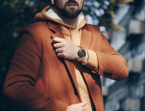 Olytop Galaxy Watch 3 45mm Bands/Galaxy Watch 46mm Bands/Gear S3 Bands, 22mm Leather Wristband Strap Women Men for Smaung Galaxy Watch 46mm/Gear S3 Frontier/Galaxy Watch 3 45mm, Brown - image 6