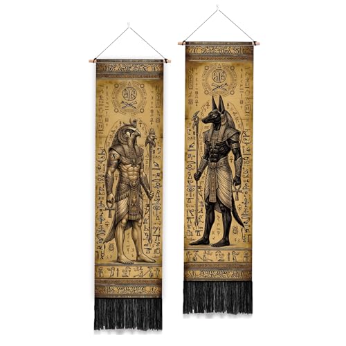 Tapisserie verticale dieux égyptiens PLIGREAT lot de 2 pour déco de salon
