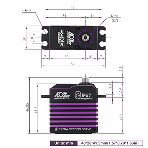 Agfrc 55Kg Digital-Steering-Servo High-Torque Waterproof - Programmable Metal Gear Brushless Servo For 1/8 Rc Models, Control Angle 180°(A86Bhmw(Purple)) #TOP5