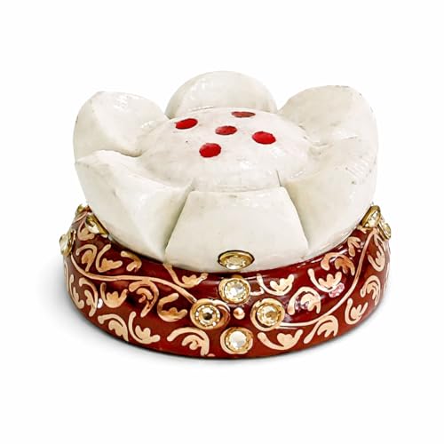 Image of Pure White Marble Incense Stick Holder, Unique Handpainted Agarbatti Stand for Home and Office Decor Approx Size 1x2 inch Weight-100gm Pack of 1 | Handmade Festive Gift