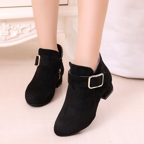 Girls Ankle Boots Low Heel Slip on Casual Short Booties Fall Winter Booties Outdoor Shoes for Kids3