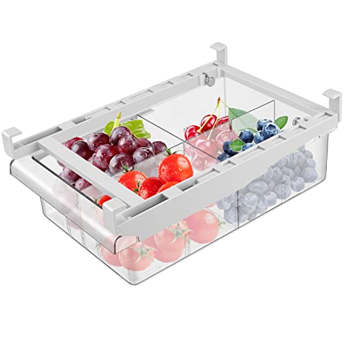 Tigerkinwit Boite de Rangement Frigo Transparente Tiroir pour Réfrigérateur Boîte Organisateur pour Cuisine pour Le Réfrigérateur La Cuisine Les Armoires Les Comptoirs(4 Grille)