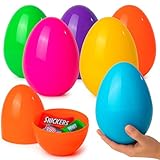 Celmuron Jumbo Fillable Easter Eggs 6 Pack – 6'' Giant Plastic Easter Eggs with Flat Bottom, Bright Colorful Refillable Eggs for Easter Hunts, Party Favors & Surprise Gifts
