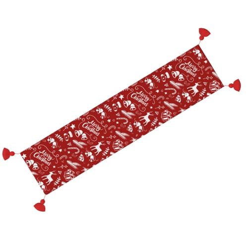 Chemin de table antiglisse de Noël à pompons pour protéger votre buffet - 3