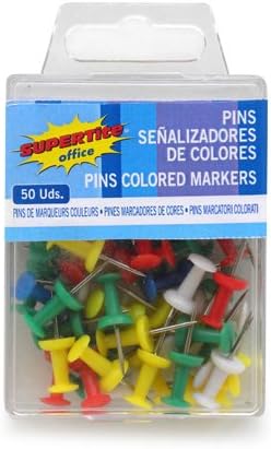 Assorted Coloured Push Pins Approx. 50pc Notice Cork Board