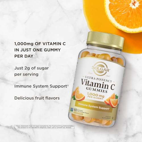 Solgar Vitamin C Gummies for Adults, 60 Vegetarian and Gluten Free Gummies | 1,000mg, Ultra Potency Vitamin C Immune System Support, Tasty Tart Orange Flavor - image 5