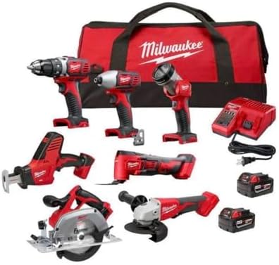 Kit combinado inalámbrico Milwaukee M18 (7 herramientas) con dos baterías de 3.0 Ah, cargador y bolsa para herramientas
