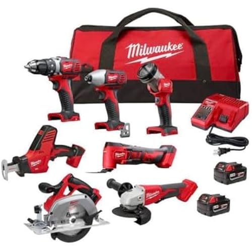 Milwaukee M18 Cordless Combo Kit (7-Tool) with Two 3.0 Ah Batteries, Charger and Tool Bag