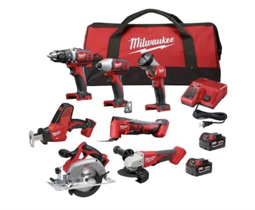 Milwaukee 2695-27S M18 Cordless Combo Tool Kit (7-Tool) with Two 3.0 Ah Batteries, Charger and Tool Bag