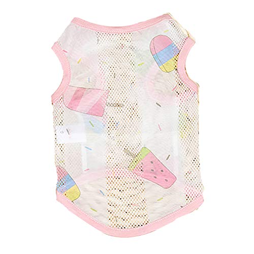 Hionre Pet Vest Cartoon Pattern Printing Two-Legged Polyester Hollow Mesh Sun Protection Shirt,Spring Summer Dog Clothes For Small Medium Dogs Girl Boy Pink L #TOP11