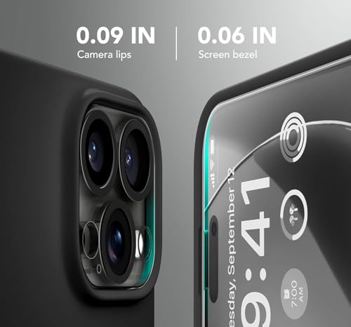 Image of Elzzi Magnetic Silicone Case Compatible with iPhone 16 Pro Max Case, Built-in Magnets, Soft Grip Silicone Mag-Safe Case, Shockproof Camera Protection Cover (Black)