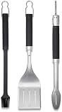 Weber Kit d'ustensiles Premium, 3 pièces en Acier Inoxydable, Comprenant Une Pince de Barbecue, Une spatule et Un Pinceau, avec poignées Pratiques, Lavable au Lave-Vaisselle - Argent (6764) - 1