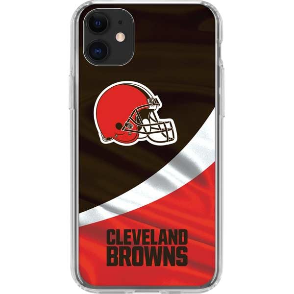 Skinit Clear Phone Case Compatible with iPhone 11 - Officially Licensed NFL Cleveland Browns Design